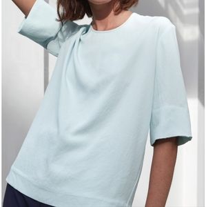 Everlane Size 10 Pale Blue Japanese GoWeave Zipper Back Blouse